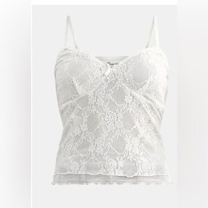 🔴 3/$12 No Boundaries’ Women’s White Floral Lace Tank!‎ NWT! Size XXS (00)